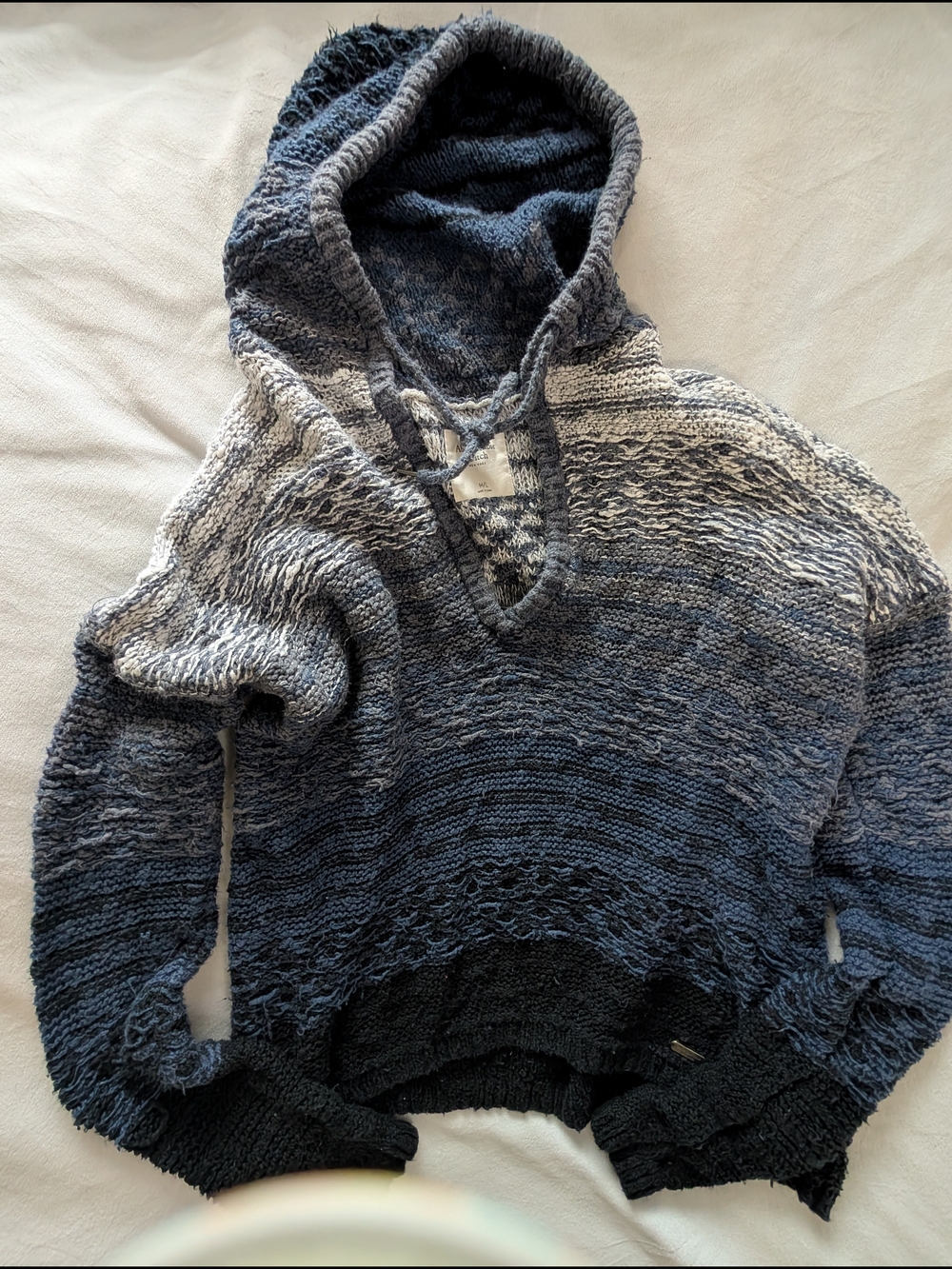 ​Y2K Coastal Abercrombie & Fitch Chunky Open Knit Ombre Hooded Sweater M/L